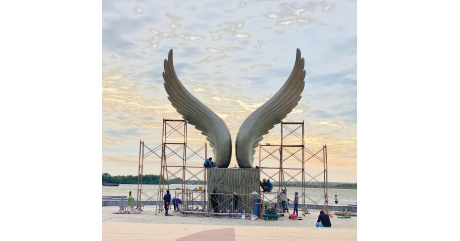  Mô hình cánh chim inox 316 cao 12m sản xuất thi công tại Aqua city đồng Nai thuộc tập đoàn Novaland